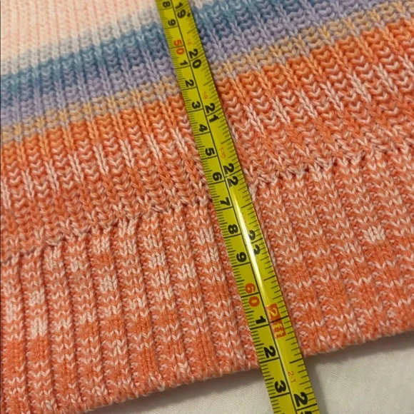 Loft pink & blue Ombre Striped V-Neck Sweater SZ L cotton blend casual weekend - Picture 9 of 11